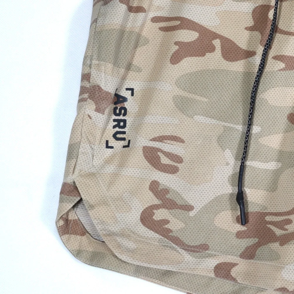 ASRV Training Shorts Mens Medium Tan Camo Mesh Unlined Athletic Gym DSG-0155